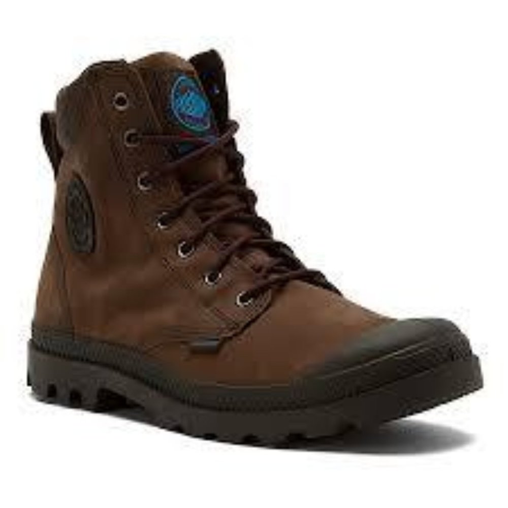 Palladium Pampa Cuff WP Lux Leather Boots Chocolate/Diva Blue Women's 5